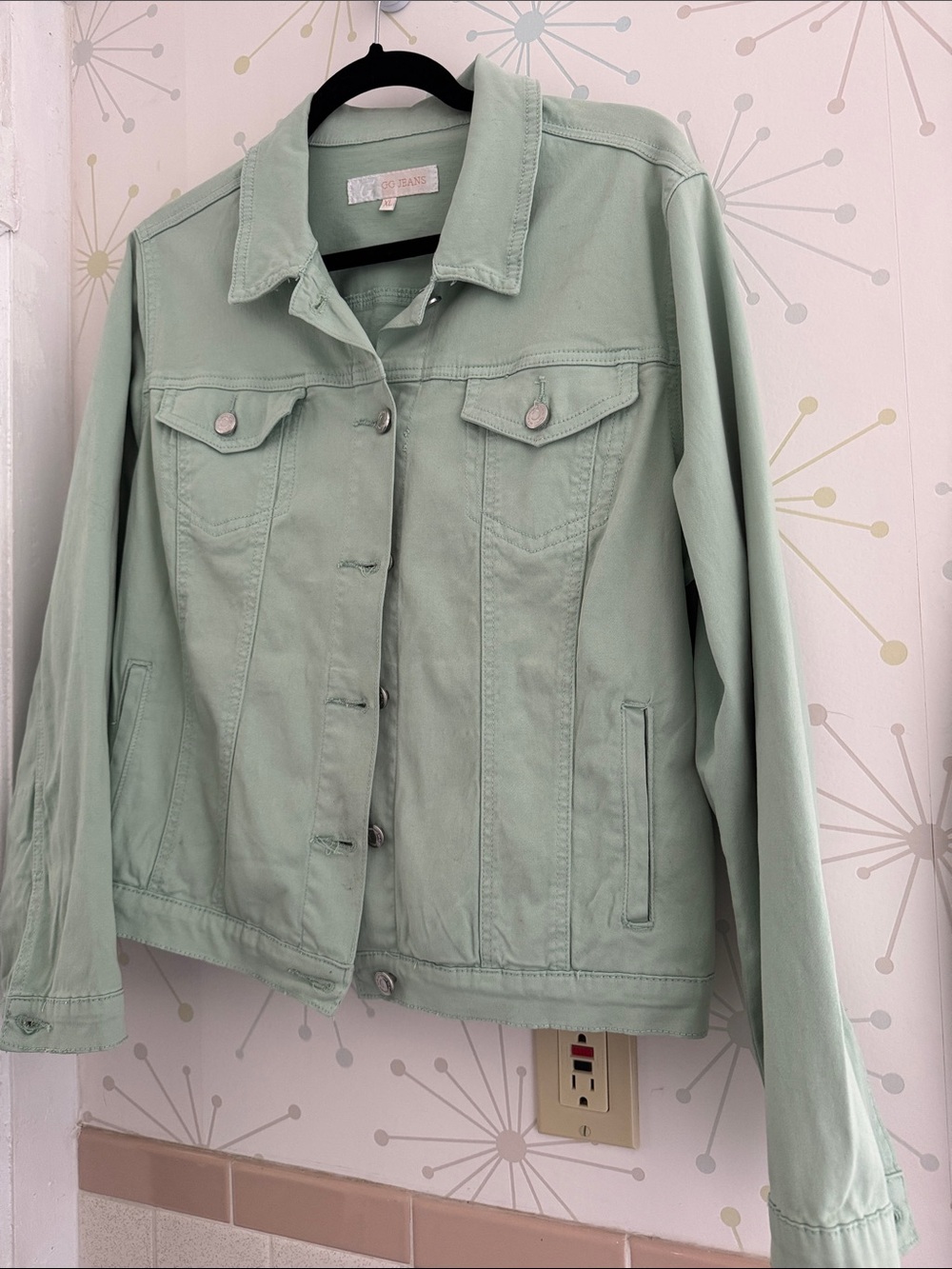 Caslon Light Mint Green Cotton Jean Jacket